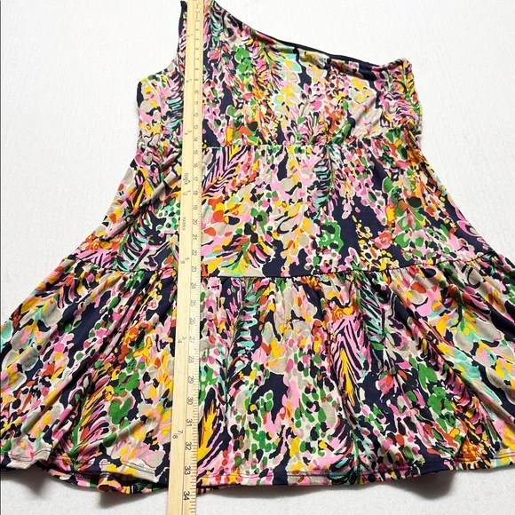 Beeson River One-Shoulder Floral Print Dress in Pink, Green, Yellow, Navy XL - Picture 2 of 6